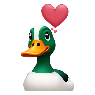 mallard duck with hearts as eyes sticker