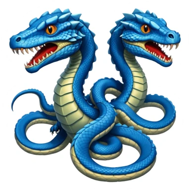 blue hydra, strong reptilian body with multiple serpent-like heads rising from its neck sticker