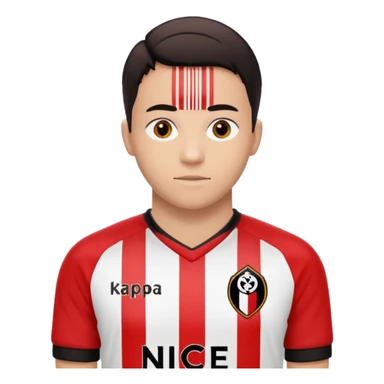 Supporter de L’ogc Nice. Maillot de foot rouge et noir (bandes) logo Kappa. Et logo de L’ogc Nice original. sticker