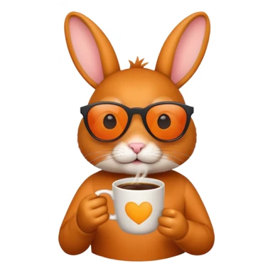 orange rabbit with sunglasses with coffee sticker