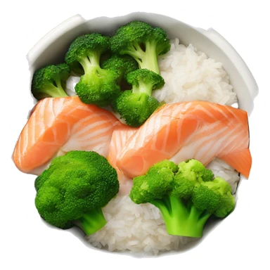 Pokebowl with rice salmon and broccoli  sticker