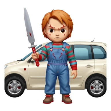 Chuky si carros y cuchillo sticker