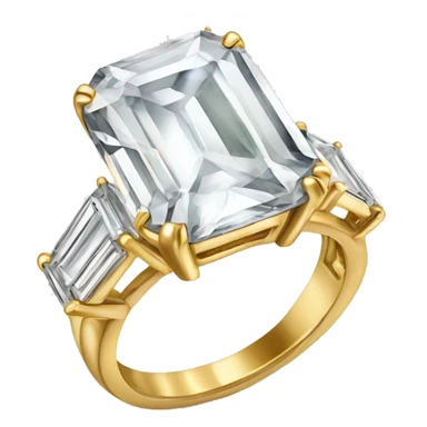 Big diamond ring emerald cut gold band sticker