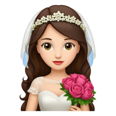 brunette bride with bouqet sticker