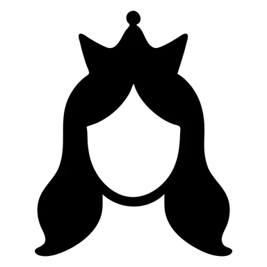 princessa hair, solid icon style, bold silhouette, no color, elegant sticker