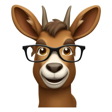 happy smart smiling brown chamois with horns with glasses right profile sticker