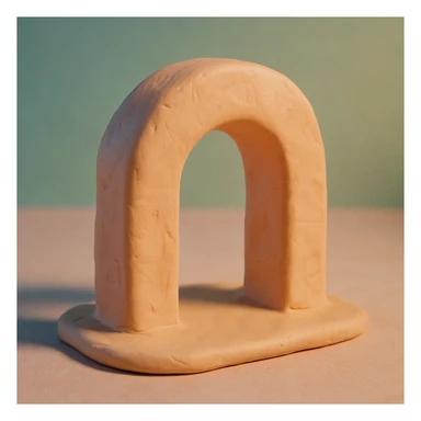 an arch, 3D claymation style, soft pastel colors, visible fingerprints, rounded edges, subtle shadows sticker
