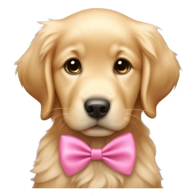 Golden retriever puppy with pink bow sticker