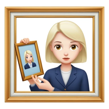 perfectionist person with focused expression adjusting a picture frame sticker