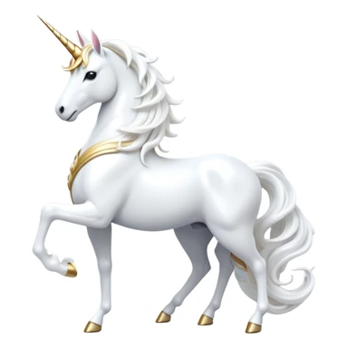 cinematic-beautiful-white-unicorn-full body-emoji,-poised-and-regal,-with-a-slender,-ethereal-form-draped-in-a-pristine-white-color,-a-flowing-mane-and-tail,-and-a-glistening,-spiraled-horn-that-radiates-pure-light,-simplified-yet-sharp-and-majestic, zoomed out to show a majestic unicorn sticker