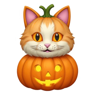 pastel halloween cat with pumpkin sticker