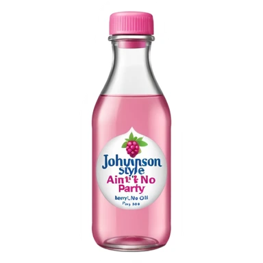 realistic Johnson and Johnson style bottle pink cap pink logo clear bottle with aint no party like a berry party written on the logo with diddy oil and a berry on top bottle sticker