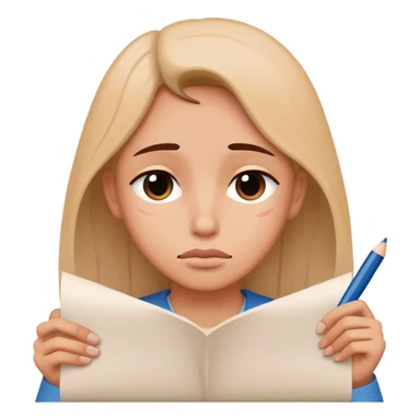 Person writing "Dear God" on paper with hopeful tearful expression sticker