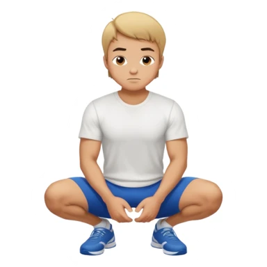 A regular man squatting with his hands on his knees sticker