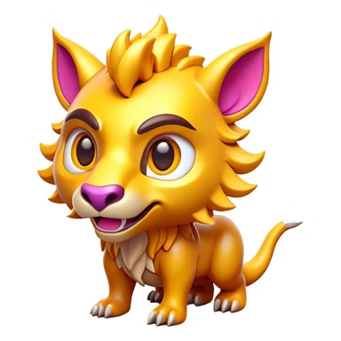 Clash of Clans aesthetic: Cinematic Playful Beast Emoji, rendered in a 3D vector-style similar to standard emojis with minimal shading and bold, simplified shapes. A compact, isometric mythical creature with wild, majestic features and fierce yet endearing eyes, softly glowing with a primal enchanted charm. Simplified yet unmistakably iconic, highly detailed and consistent, glowing with a soft radiant shine and high polish. Stylized with a touch of mythical wildness and a soft glowing outline, capturing the essence of a legendary beast with a friendly, playful allure! sticker