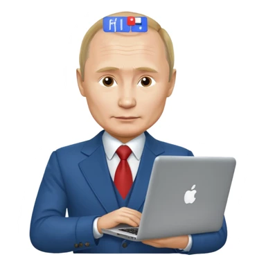 Putin with laptop sticker