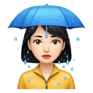 Women black hair under rain  sticker
