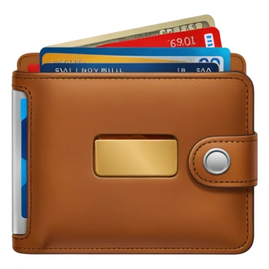 portefeuille marron avec billet et carte bancaire sticker