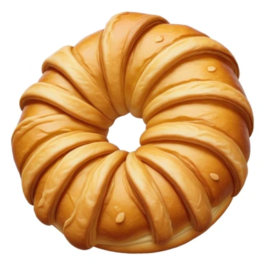 Cinematic Realistic Croissant Pastry Emoji, depicted as a flaky, buttery crescent with a golden, crisp exterior rendered with exquisite detail and warm, inviting lighting. sticker