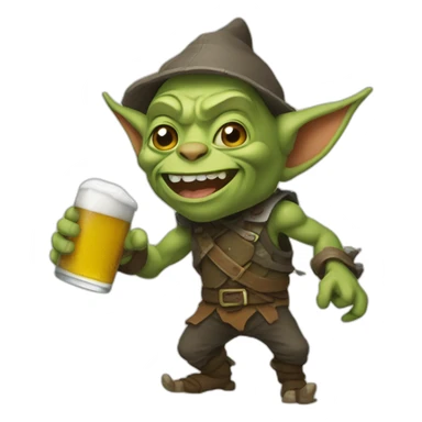 Un goblin qui boit de la bierre sticker