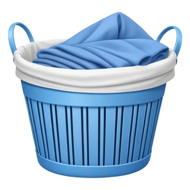 white LAUNDRY BASKET WITH FOLDED blue CLOTHES sticker