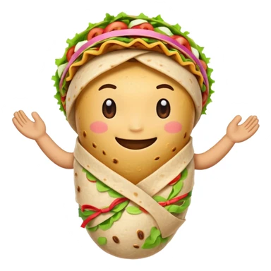 A burrito with arms bow on top sticker