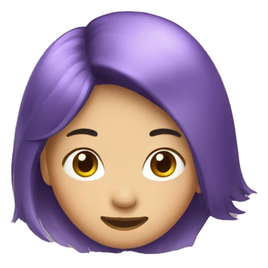 Purple hair Asian woman happy sticker