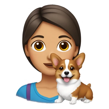 Une fille brune avec un corgi tricolore sticker