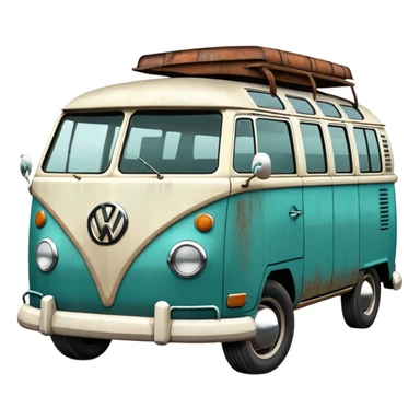 a teal vintage VW bus sticker