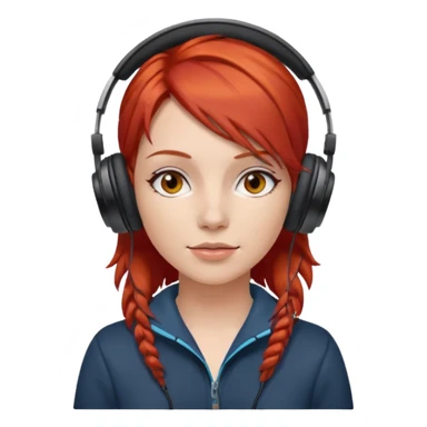 woman red head with headphone sticker