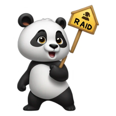 Panda marching with "raid" sign sticker