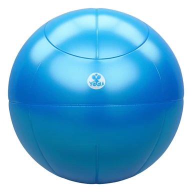 3D render of Yoga Ball made of shiny inflatable vinyl, visible seam lines, air valve, highly reflective plastic texture, pool toy aesthetic. sticker