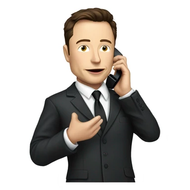 Elon Musk dressed as suits french outfit making a phone call on a flip phone sticker