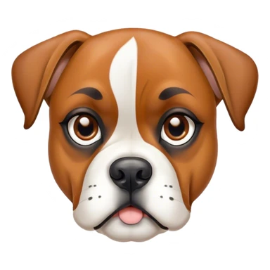 Cinematic Noble Fawn Boxer Dog Portrait Emoji, Poised and regal, with a strong, muscular build and a sleek, well-groomed fawn coat accented by a white muzzle and chest, deep-set soulful brown eyes, Simplified yet sharp and sophisticated features, highly detailed, glowing with a soft, dignified glow, high shine, intelligent and loyal, stylized with an air of strength, focused and attentive, soft glowing outline, capturing the essence of a watchful and confident guardian, so majestic it feels as though it could step out of the screen with effortless authority! sticker