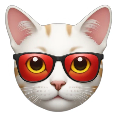 cat with a square red glasses sticker