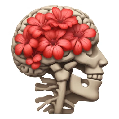 anatomical brain with flowers red sticker