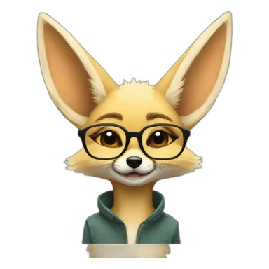 anthro fennec with glasses and mohawk haircut sticker