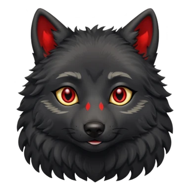cute black wolf, red eyes with jewellery sticker