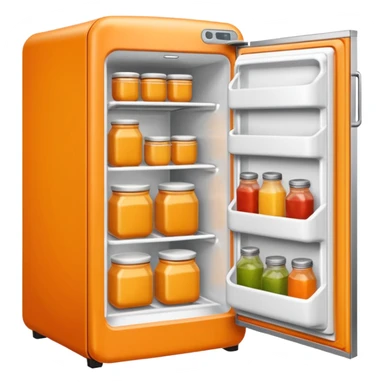 Hi refrigerator ! 
light orange color 
emoji size: 512*512 
inside: full of ingridents sticker