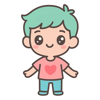 a cute twink, slim build, modern hairstyle, cheerful vibe, vibrant colors sticker