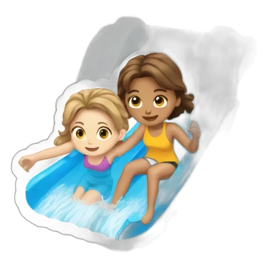 two teenagers with brown hair going down a waterslide sticker
