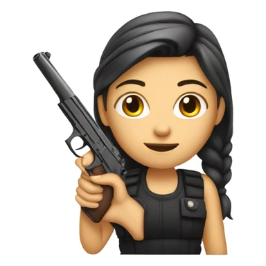 Girl holding gun to sticker
