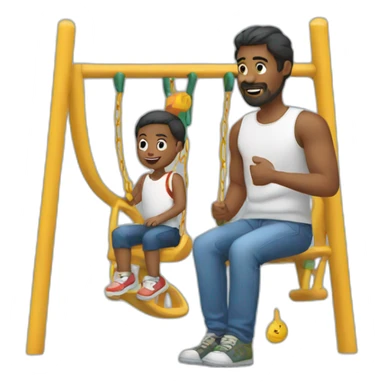 man with child playground sticker