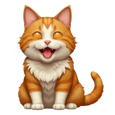 A high-resolution photo-realistic digital illustration of a ginger tabby cat head tilted yawning, chest upward sticker