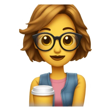 Chica leyendo con gafas y cafe sticker