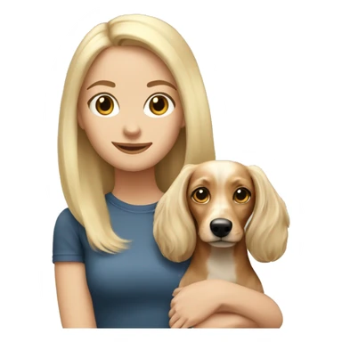 white blonde girl with dachsund long haired dog sticker