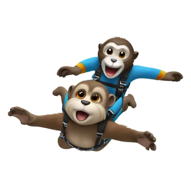 Otter and monkey skydive sticker