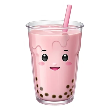make an emoji for a pink lychee or sakura boba tea sticker