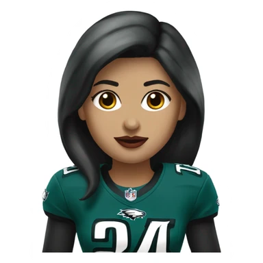  White female dark hair red lips wearing Philadelphia Eagles jersey sticker