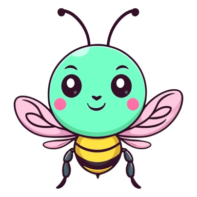 Glamorous mint green female bee with diamond-studded wings, rhinestone decorations, and glittery body sticker